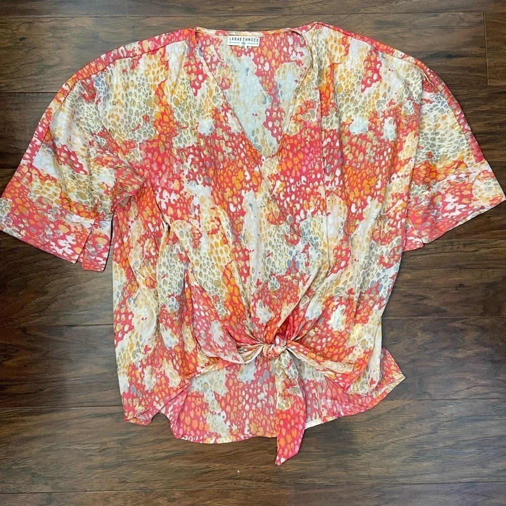 Lara Ethnics Tie Front Blouse One Size
